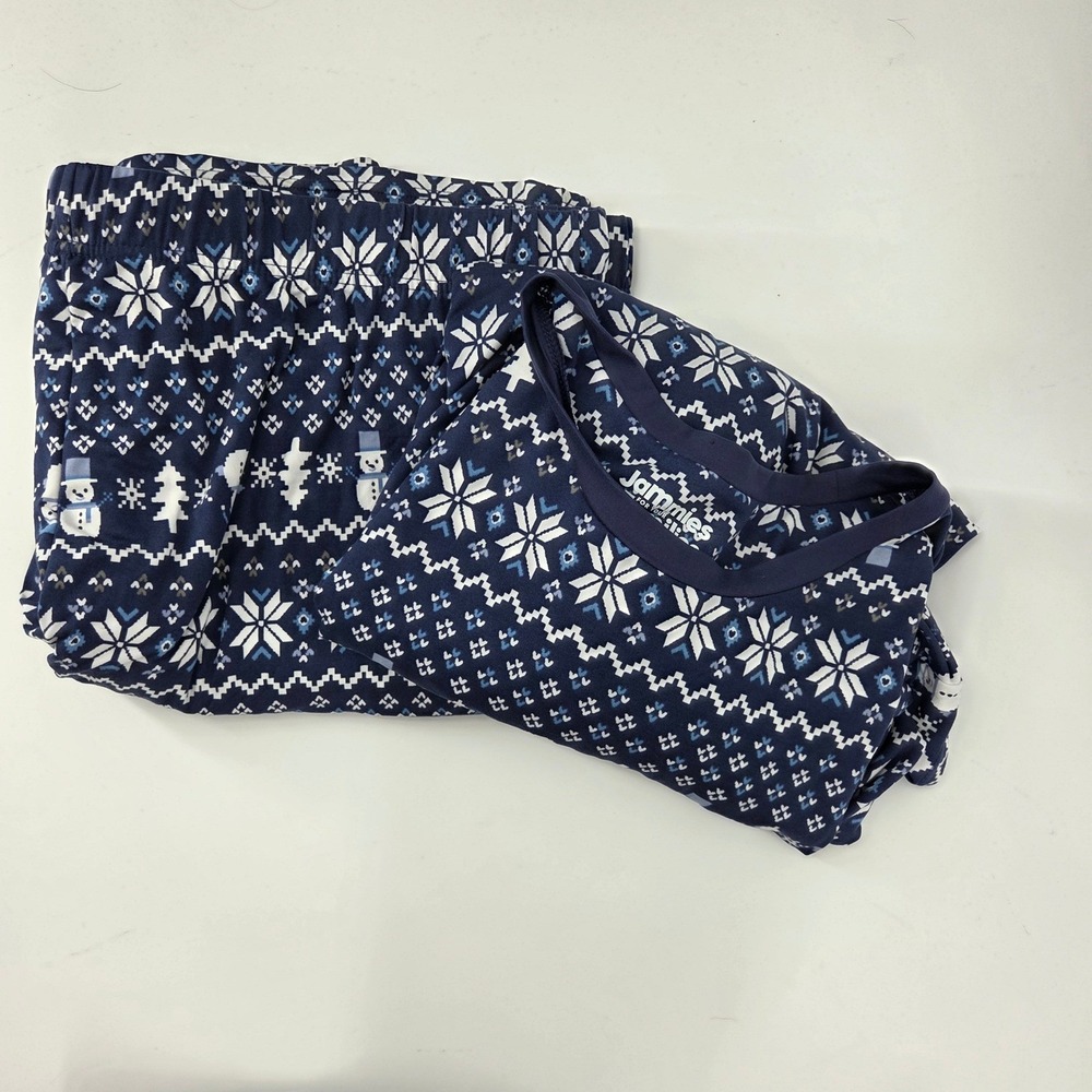 NWT Jammies For Your Families Mens Pajama Set 3XLT Tall Navy Blue Snowflakes - Picture 2 of 8
